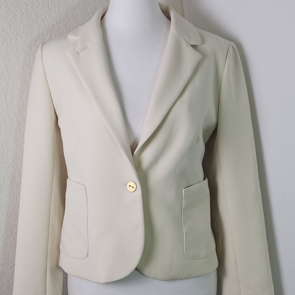 Cartonnier Cream Textured Blazer - Anthropologie Style Size 8P - Picture 2 of 13